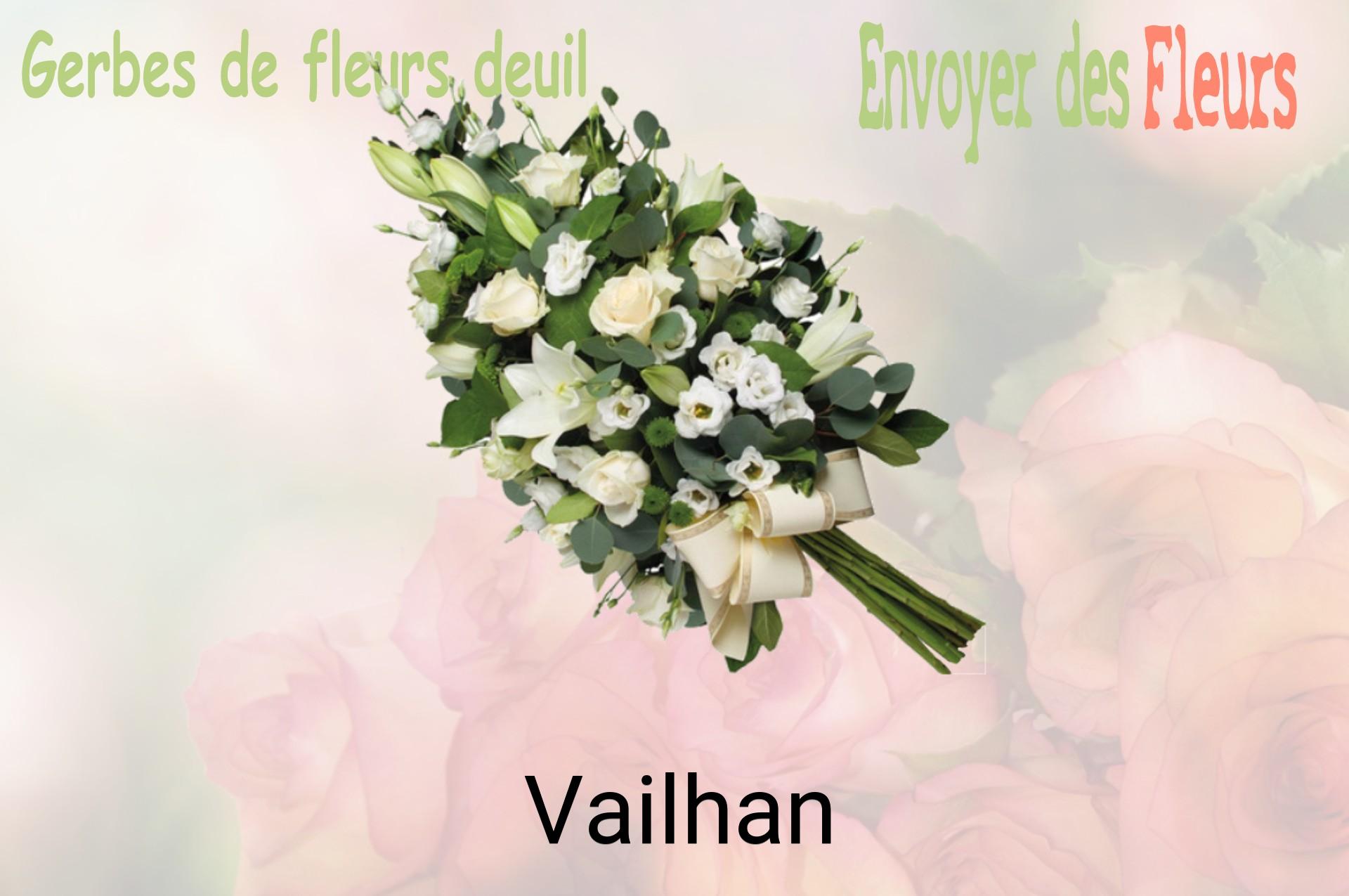 Gerbe de fleurs de deuil livrée à Vailhan